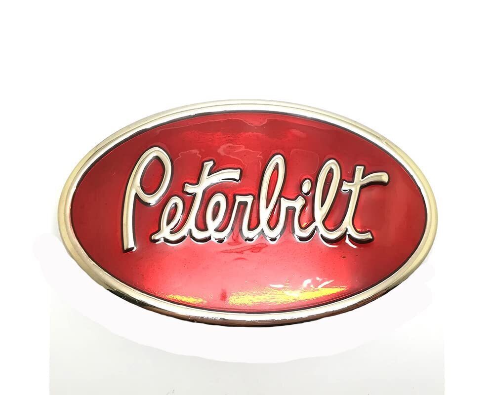 6908 Peterbilt Chrome Red Motors Belt Buckle